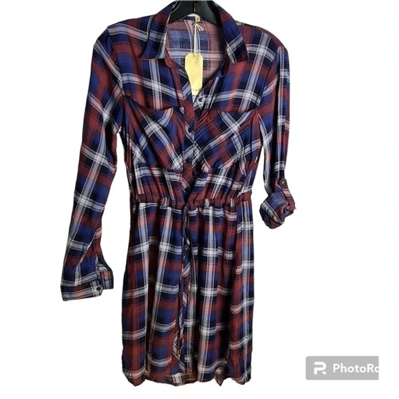 Y2K NWT, dress, plaid, ombre,cowgirl,preppy clueless,button front,academia - Picture 1 of 14